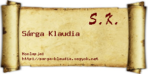 Sárga Klaudia névjegykártya